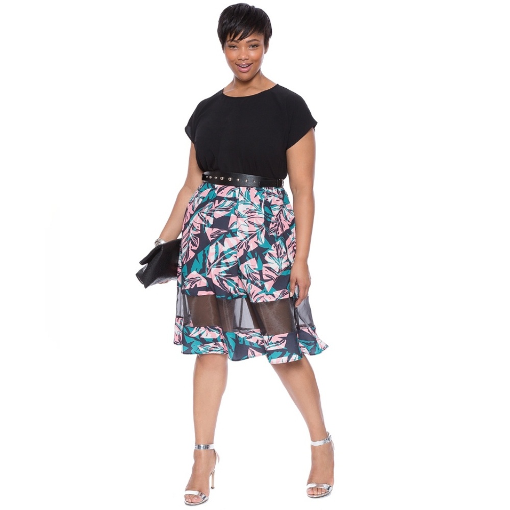 FLASH SALE!!! Eloquii Sheer Insert Print Midi